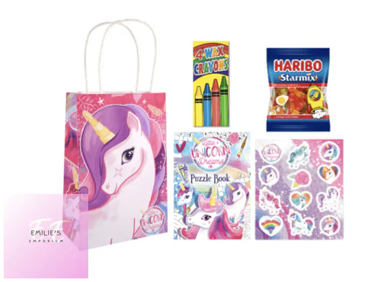 Unicorn Party Gift Bag Pre Filled - Includes 3 Items + Haribo Starmix