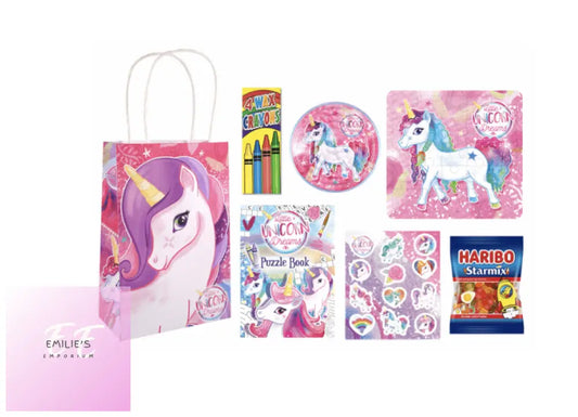 Unicorn Party Gift Bag Pre Filled - Includes 5 Items + Haribo Starmix
