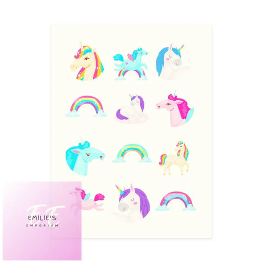 Unicorn Tattoos- 1 Sheet Of 12