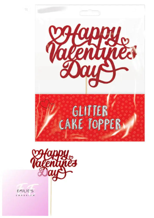 Valentines Glitter Cake Topper