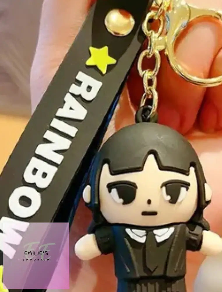 Wednesday Addams Rainbow Key Ring