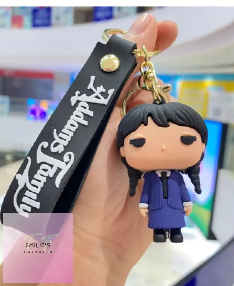 Wednesday Addams Wearing School Uniform Key Ring