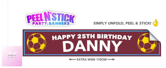 West Ham Colours Football Personalised Birthday Party Banner