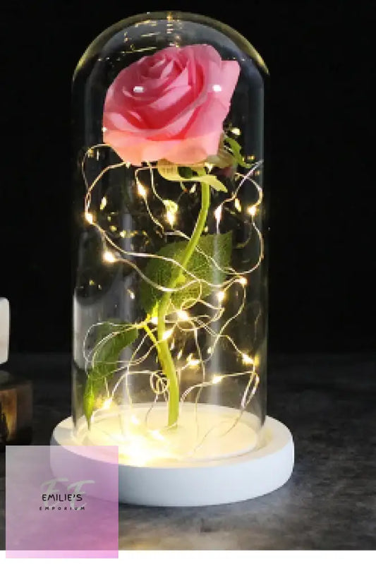 White Base & Pink Rose Galaxy Artificial Flowers Beauty And The Beast