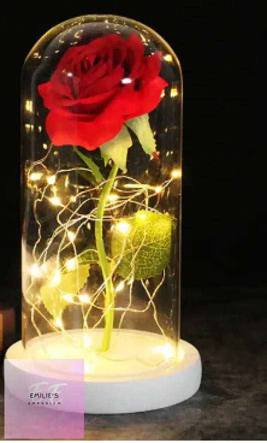 White Base & Red Rose Galaxy Artificial Flowers Beauty And The Beast