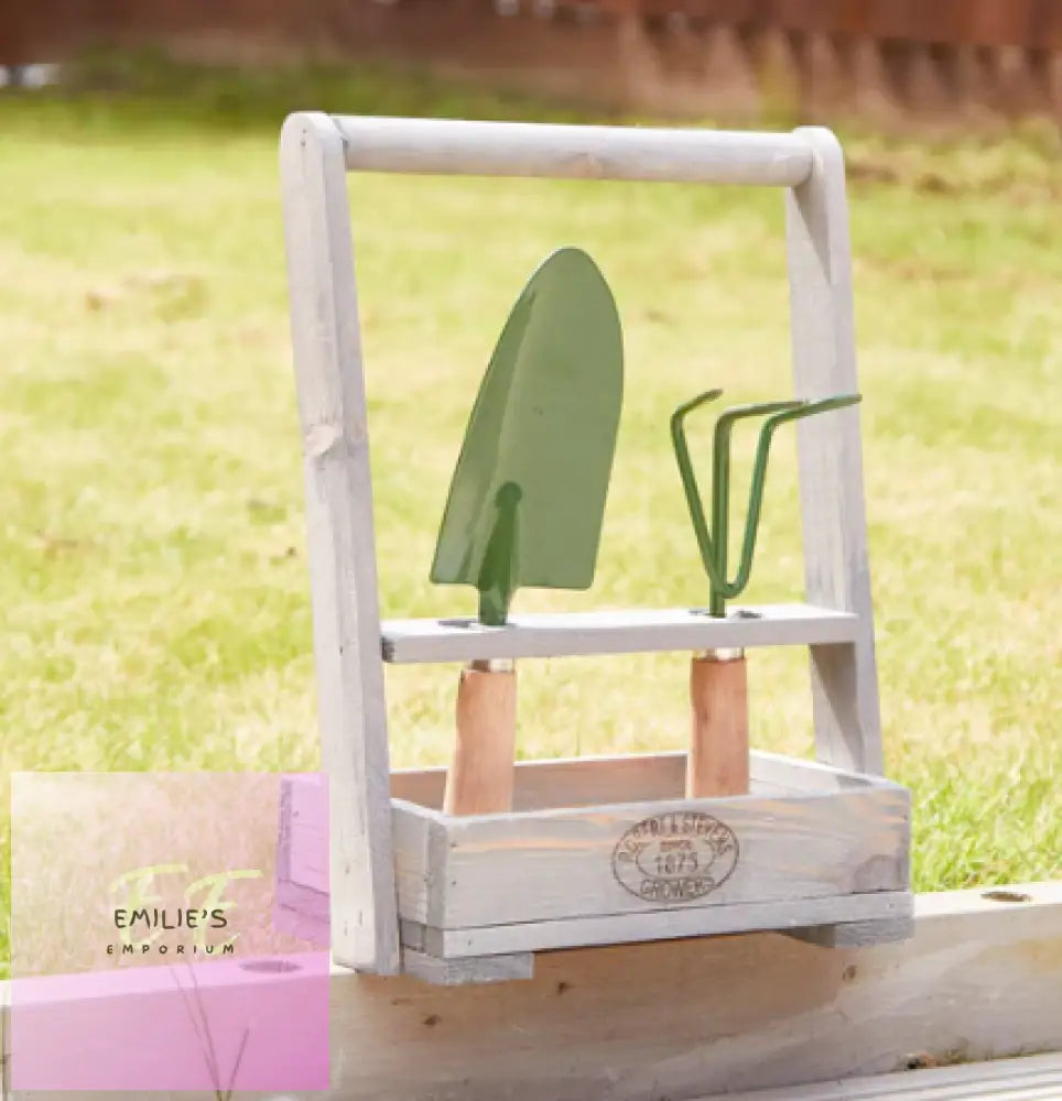 Wooden Garden Tool Holder With Trowel & Fork