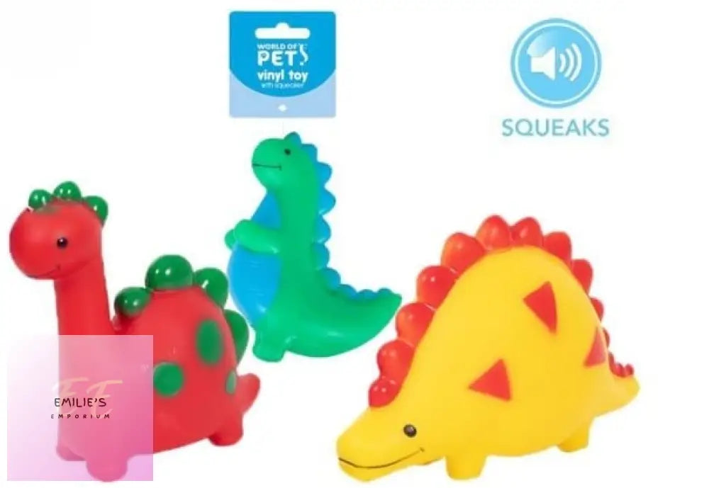World Of Pets - Squeaky Dinosaur Dog Toy Assorted Picked At Random X24