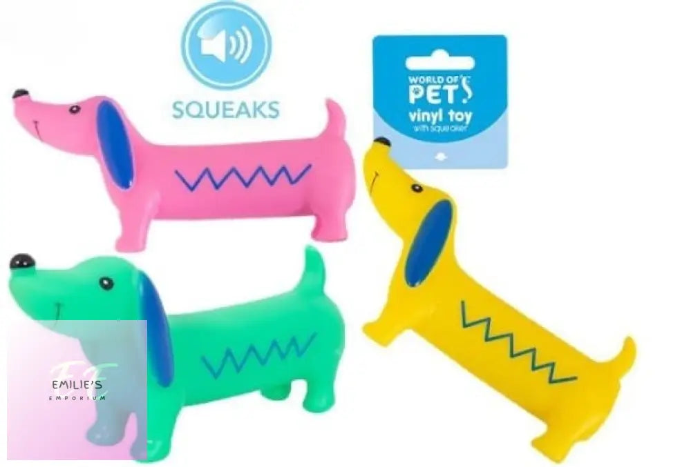 World Of Pets - Squeaky Sausage Dog Toy Assorted Picked At Random X24