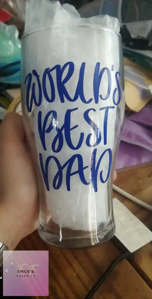 Worlds Best Dad Pint Glass (No Glitter)