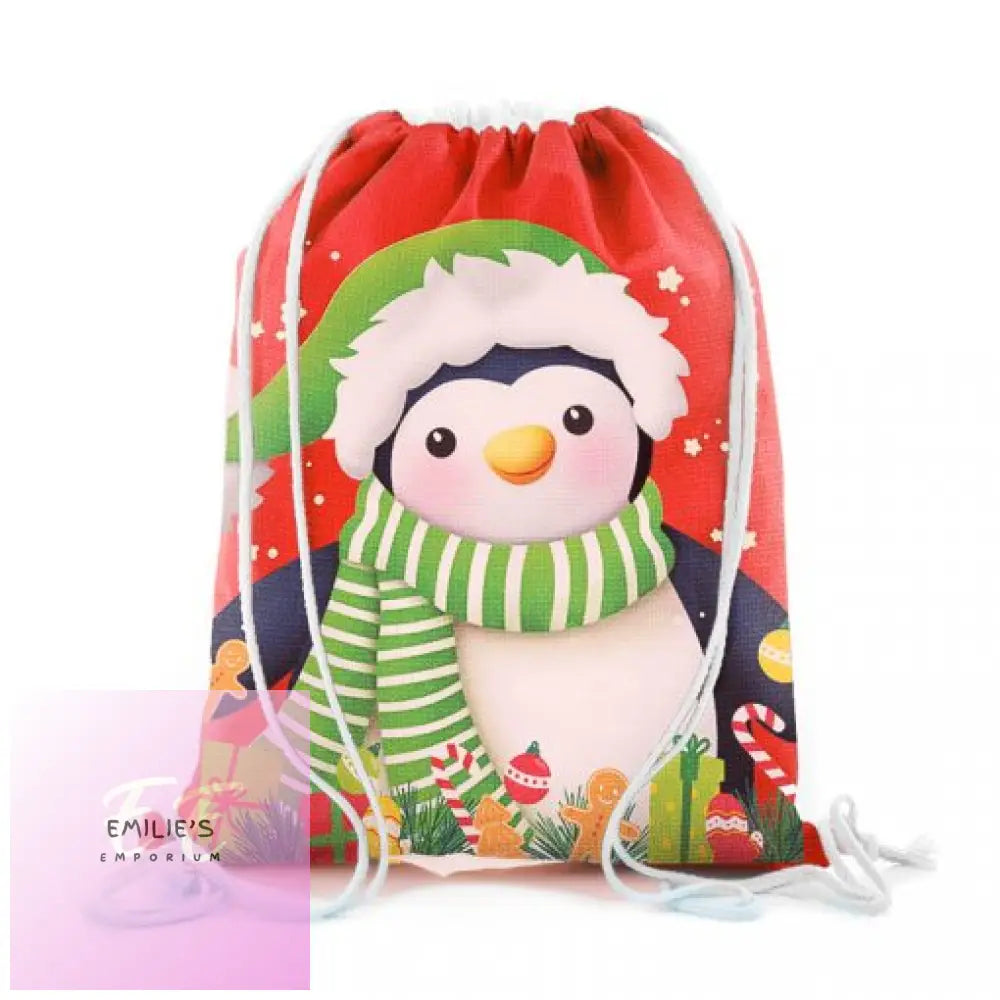 Xmas Penguin Mini Drawstring Bag