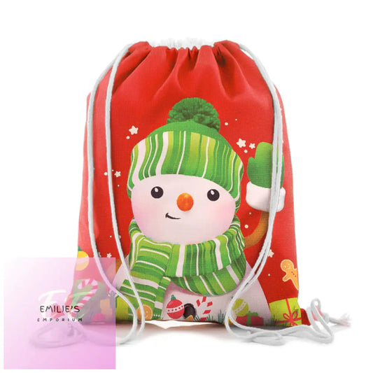 Xmas Snowman Mini Drawstring Bag